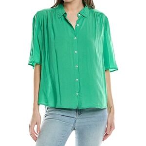 NWOT Velvet by Graham & Spencer Nikki Rayon Challis Button Up Shirt‎ Kelly Green